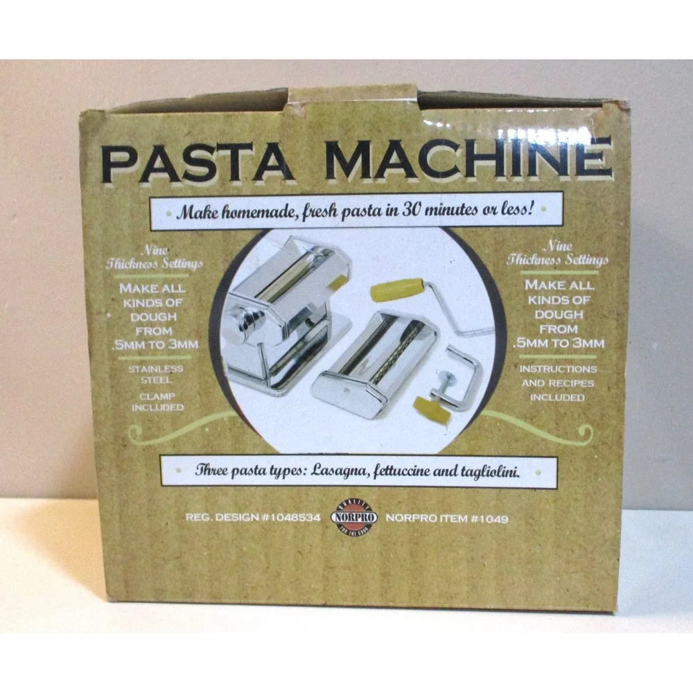 Norpro 1049 Stainless Steel Pasta Machine Manual Roller Cutter Set Used in Box